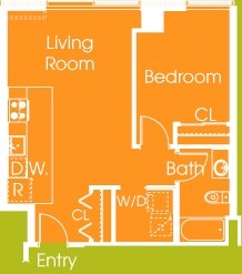 1 Bed 1 Bath (642 sq ft) floor plan